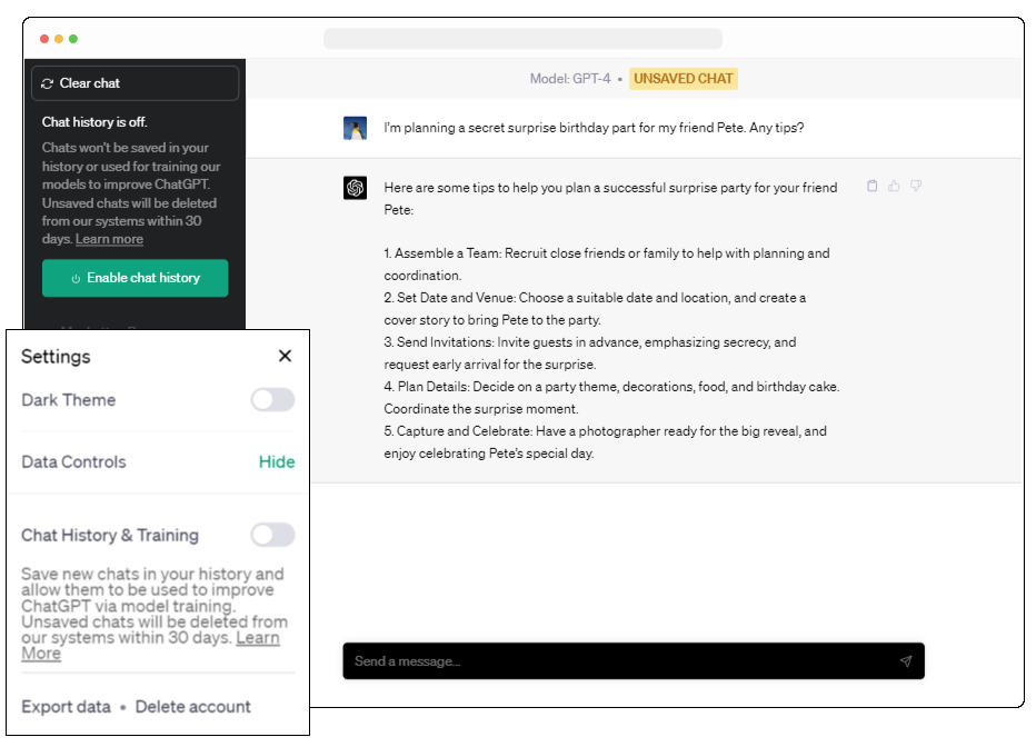 ChatGPT允许用户关闭、导出对话纪录、正在开发企业版