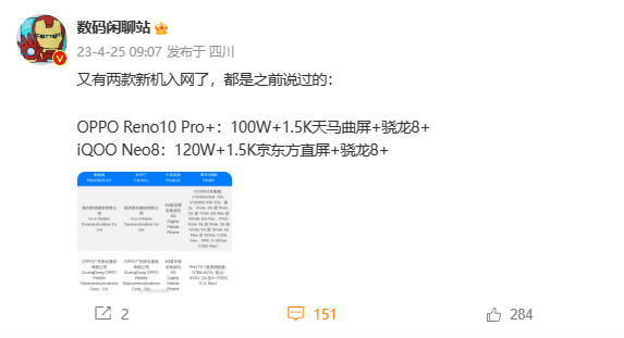 “小Find X6”要来了？OPPO Reno 10 Pro+通过认证：Snapdragon 8+Gen 1+100W超级闪充！