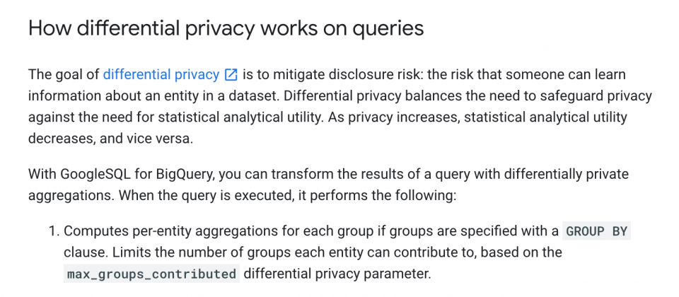 Google数据仓储BigQuery更新支持差分隐私技术
