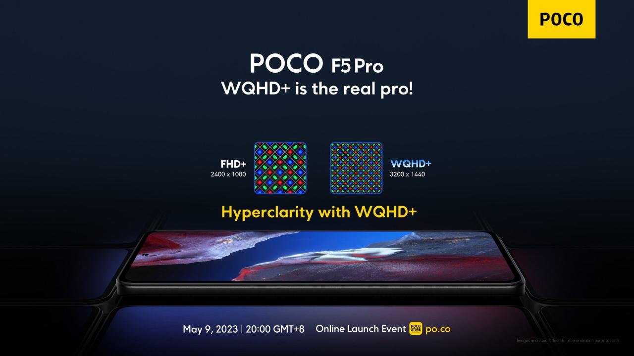 POCO F5 Pro 新机官方预热：采用 WQHD+ 居中打孔直屏，5 月 9 日发布