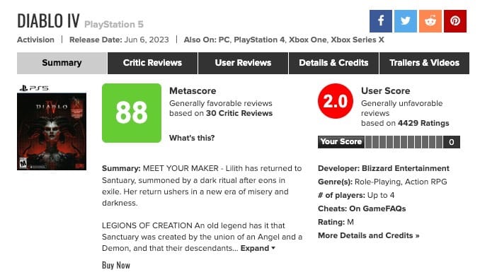 diablo 4 user score 2