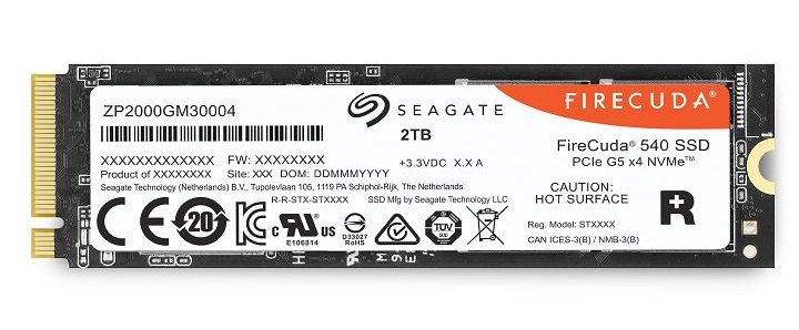 Seagate 推出 FireCuda 540 PCIe Gen5 NVMe SSD，读取 / 写入速度均达每秒 10，000 MB
