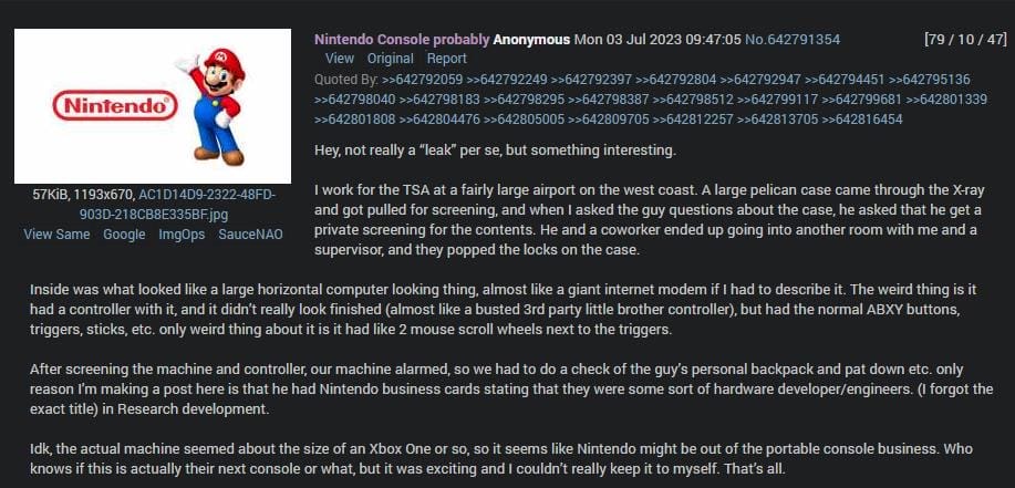有传任天堂Switch 2开发机大小接近Xbox One
