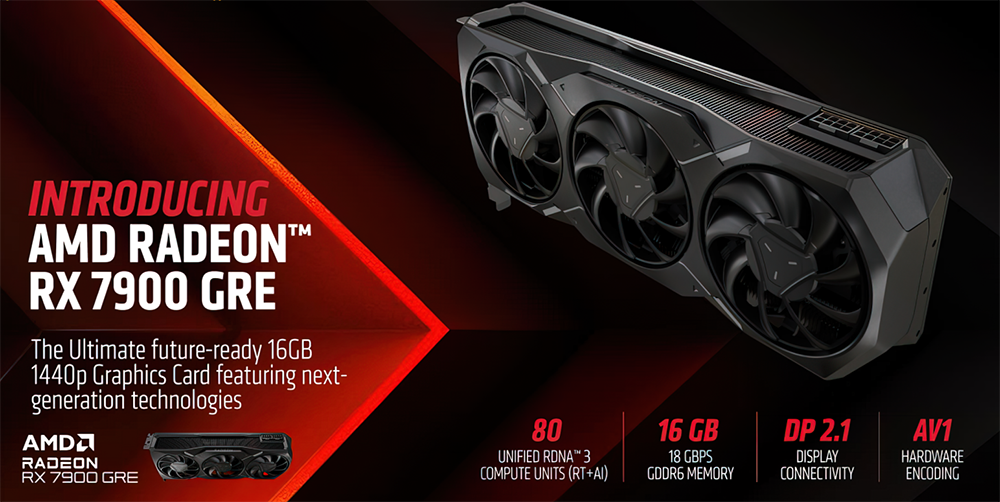 AMD正式发布Radeon RX 7900GRE 16GB显卡，效能些微领先RTX 4070-计算机王阿达