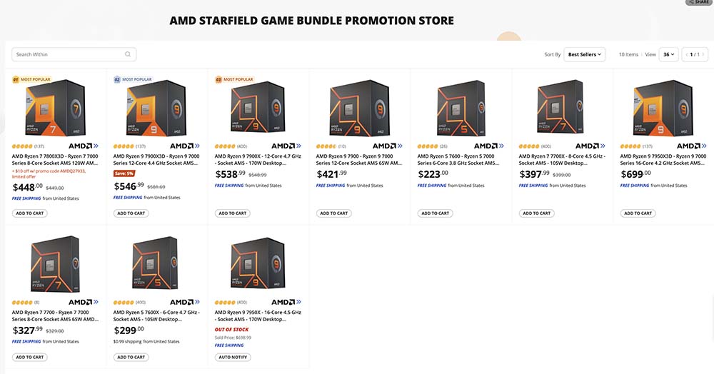 Ryzen 处理器与 Radeon 显卡都有份，AMD 新一波游戏大礼包将推《Starfield》
