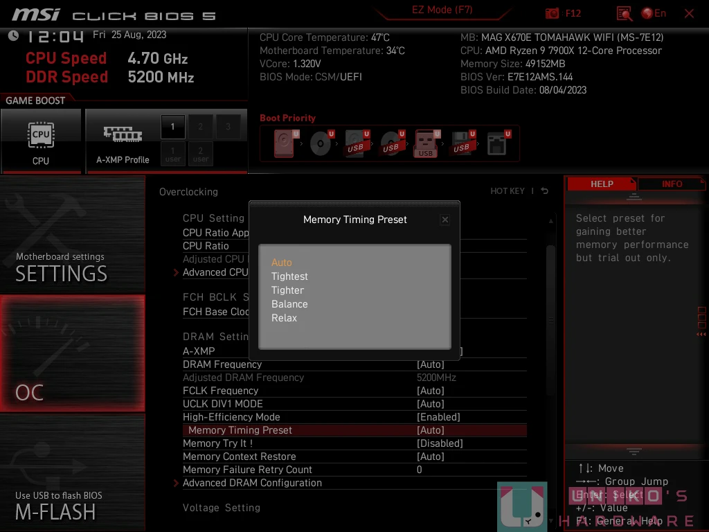 微星 AM5 HIGH-EFFICIENCY MODE 内存高效率模式 feat.MSI MAG X670E TOMAHAWK WIFI AGESA 1007C