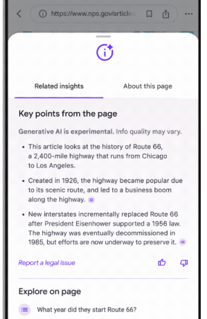 Google再测试生成式AI，让Chrome协助用户摘录重点
