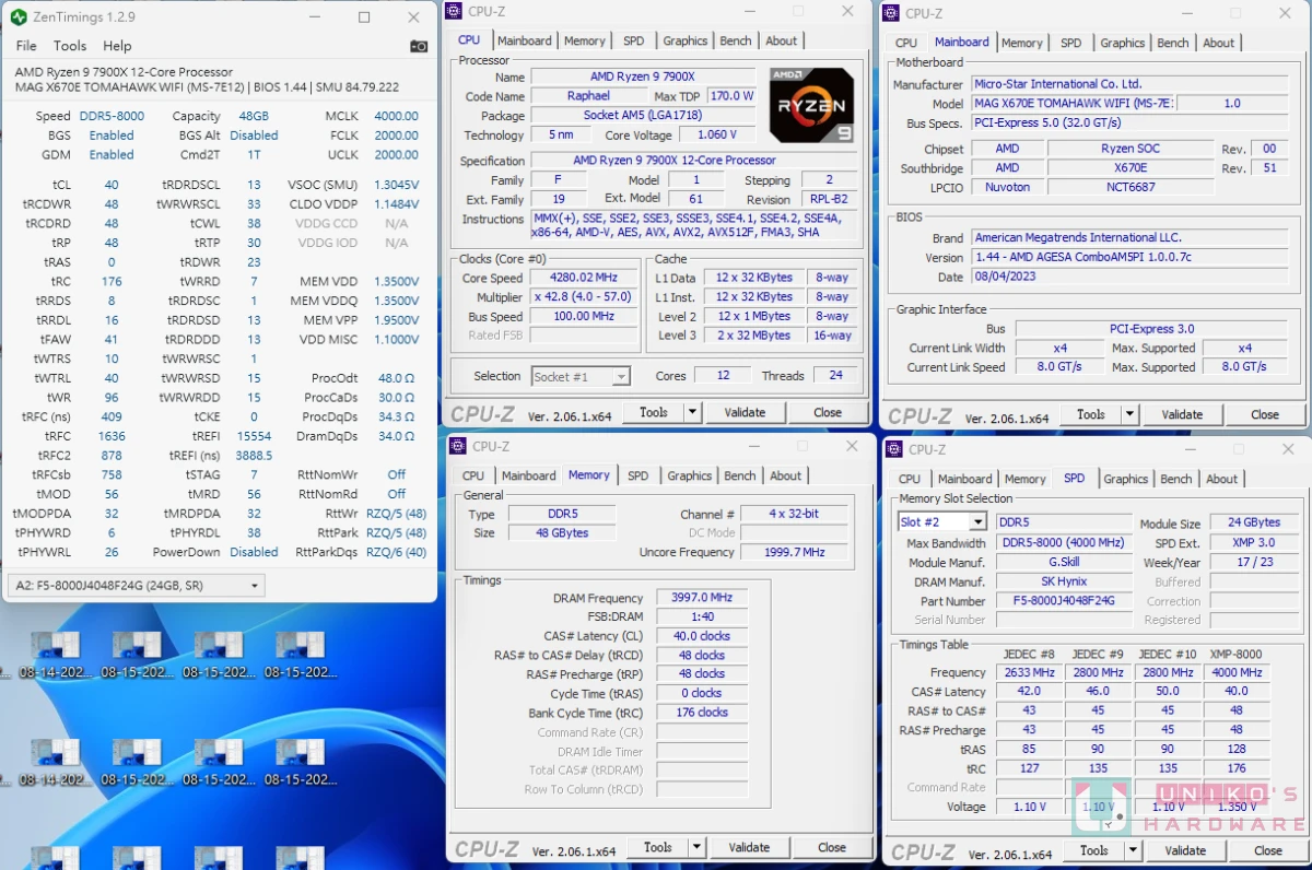 AGESA 1007C 挑战 AMD DDR5 8000 MHz 测试 feat.MSI MAG X670E TOMAHAWK WIFI