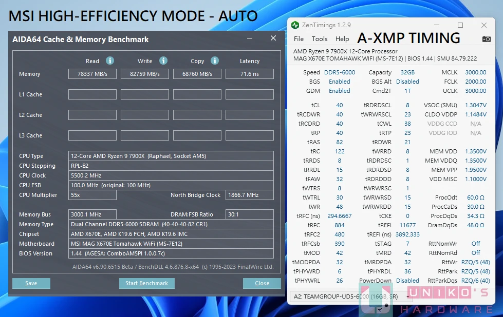 微星 AM5 HIGH-EFFICIENCY MODE 内存高效率模式 feat.MSI MAG X670E TOMAHAWK WIFI AGESA 1007C