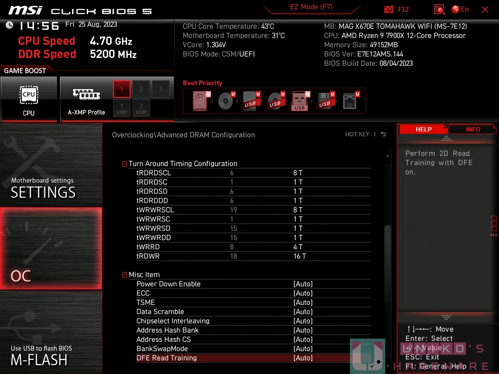 微星 AM5 HIGH-EFFICIENCY MODE 内存高效率模式 feat.MSI MAG X670E TOMAHAWK WIFI AGESA 1007C