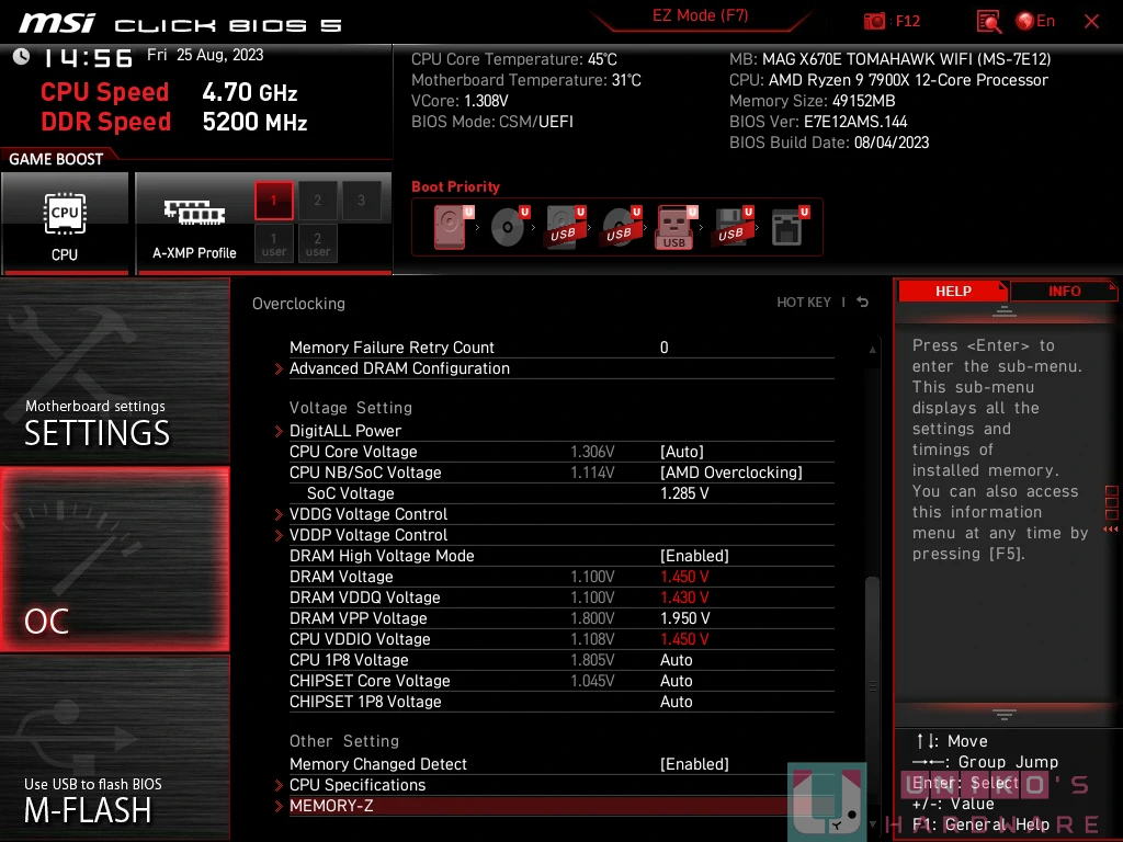 微星 AM5 HIGH-EFFICIENCY MODE 内存高效率模式 feat.MSI MAG X670E TOMAHAWK WIFI AGESA 1007C