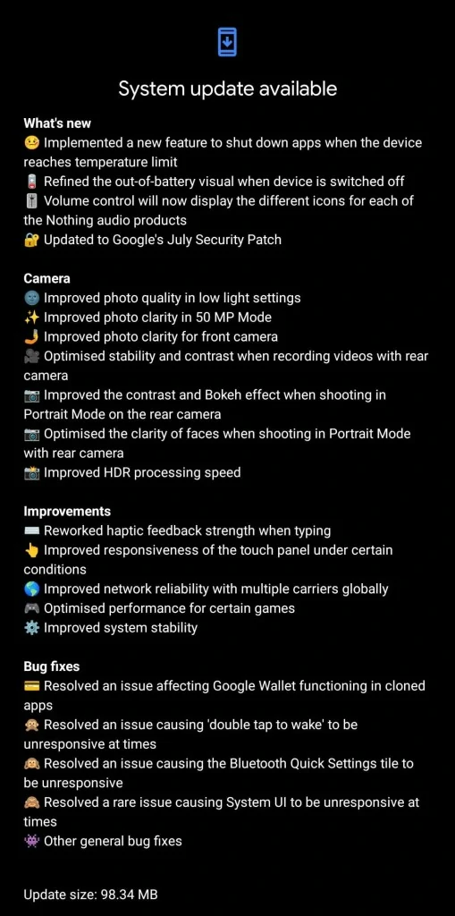 Nothing Phone(2) 获推 Nothing OS 2.0.2 系统更新，手机过热时可自动关闭 App