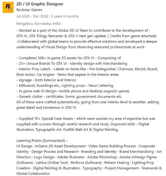 前Rockstar Games员工简历透露，《GTA6》至少已经开发了8年