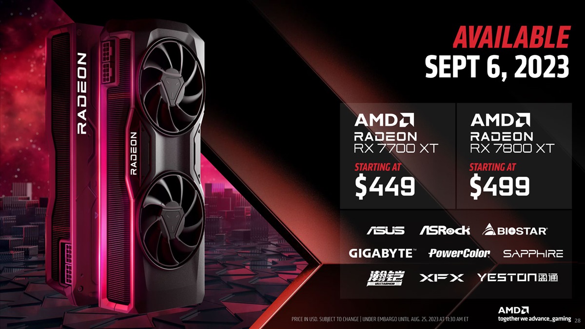 AMD在Gamescom 2023发布RX 7700 XT和RX 7800 XT，定位2K游戏！
