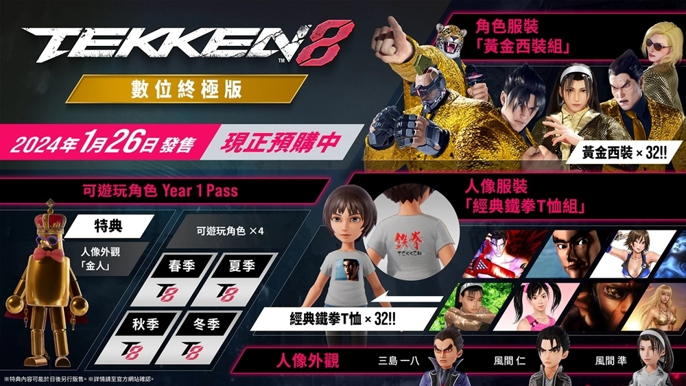 《铁拳8》预购开跑！ 同步公开游戏版本信息，将于2024年1月26日登场