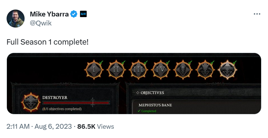 暴雪总裁打算完成《Diablo 4》战网全成就