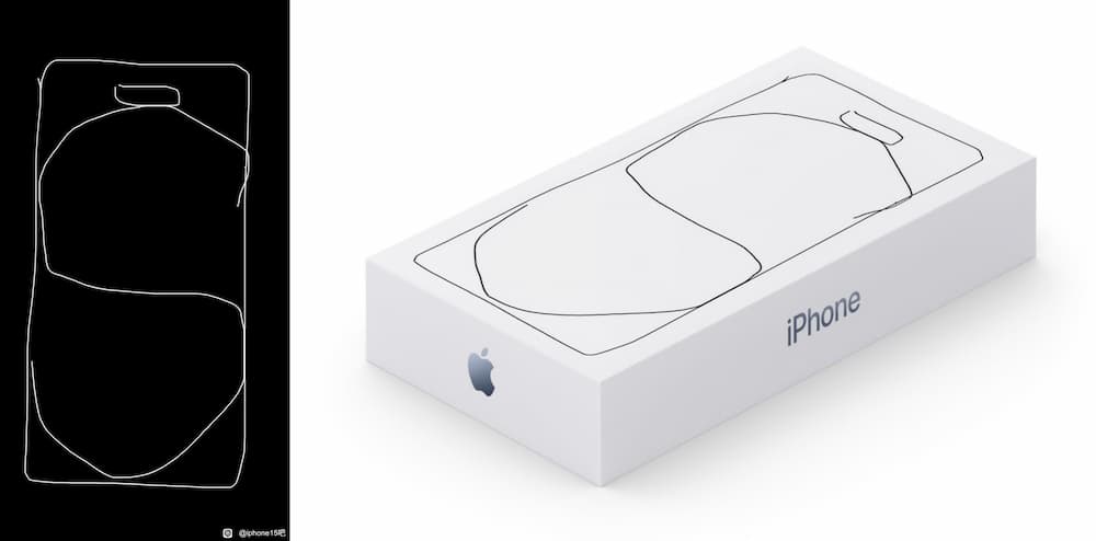 网络爆料iPhone 15 Pro包装盒手绘稿