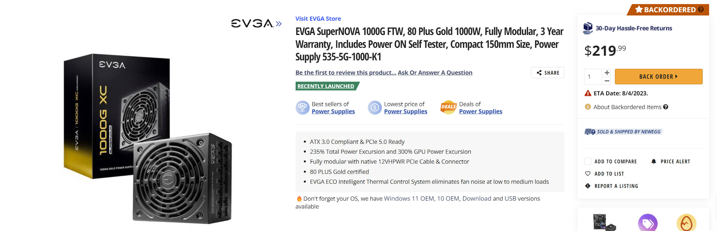 EVGA 推出 SUPERNOVA FTW ATX 3.0 电源供应器