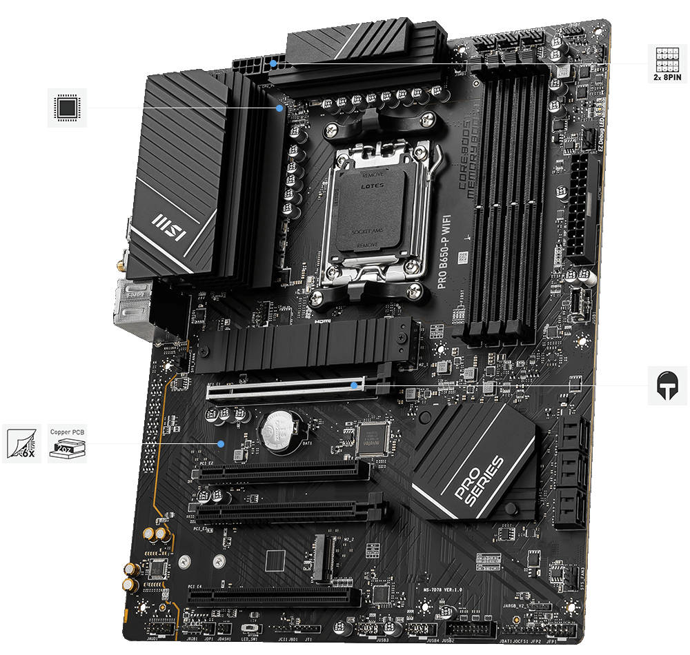 微星 PRO B650-VC WIFI 以无供电散热片设计，证明自家供电方案足够强大？！