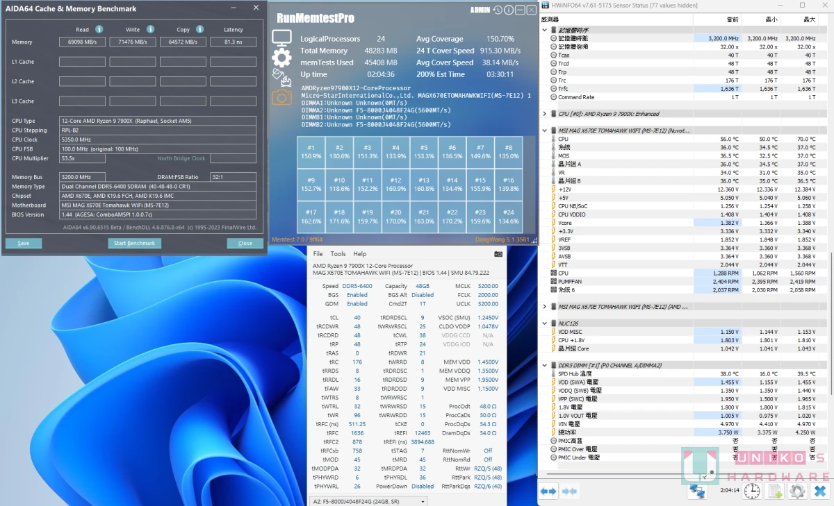 AGESA 1007C 挑战 AMD DDR5 8000 MHz 测试 feat.MSI MAG X670E TOMAHAWK WIFI