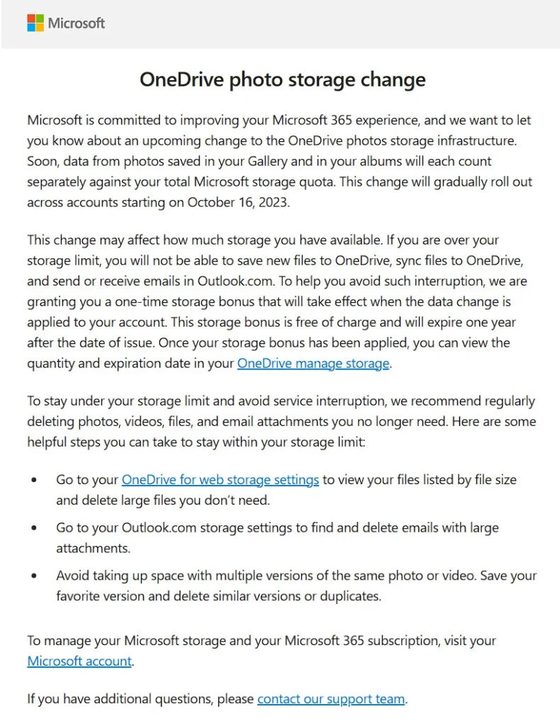 Microsoft 10月16日起将调整OneDrive图片占用规则：这将导致多倍占用空间的情况