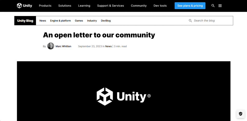 Unity急转弯，并再次道歉！更新收费政策「Unity Personal」仍将保持免费！