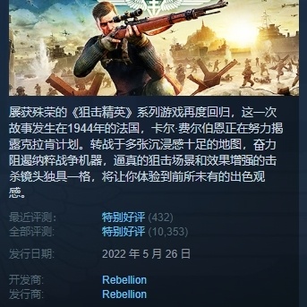 Steam每日特惠：《霍格沃茨之遗》《狙击精英5》新史低