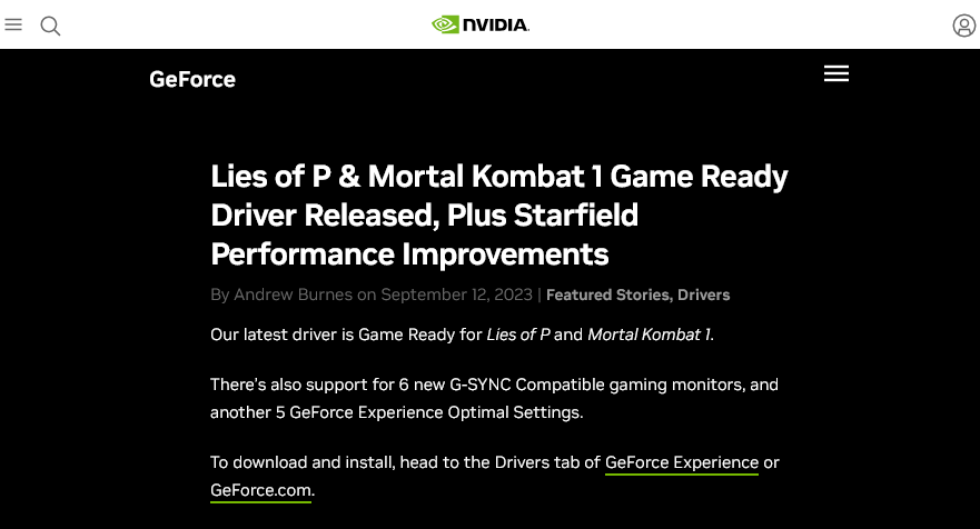 Nvidia新Driver加强 《星空》RTX 30及40系性能