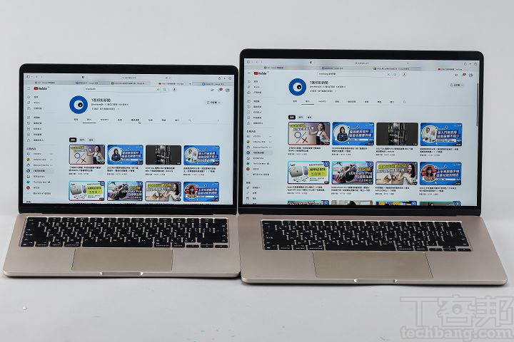 13寸与15寸MacBook Air，最直观的差异除了机身尺寸大小外，因为屏幕尺寸不同，可显示的内容也有差异。