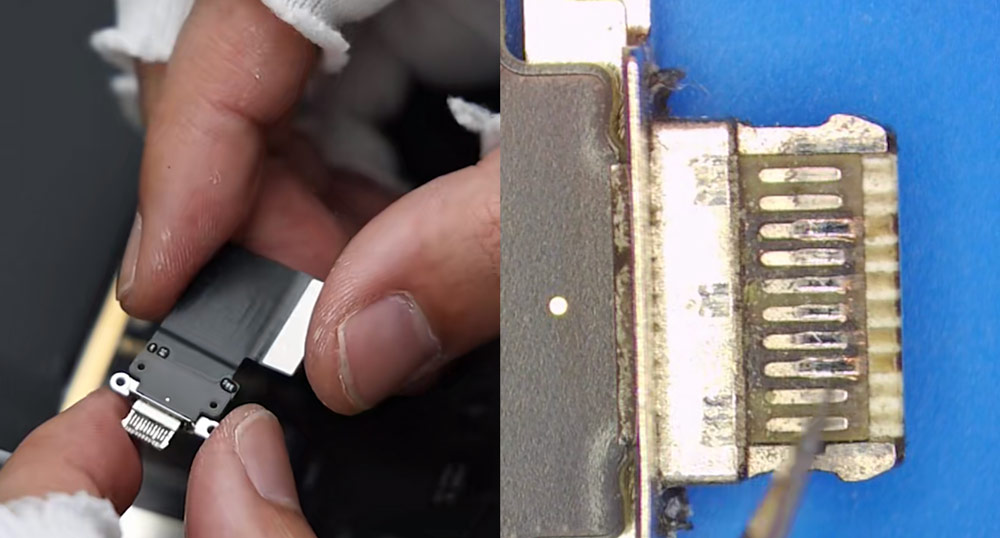 iPad USB-C尾插磨损故障（图片来自爱修汇 A）