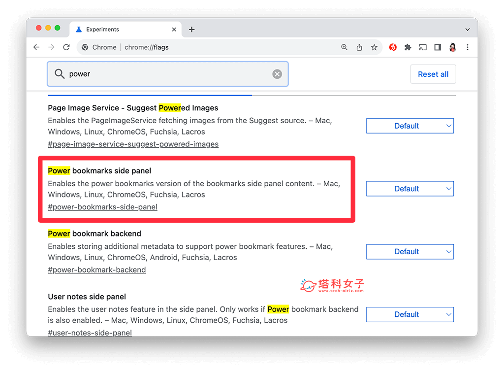 谷歌 Chrome 所有书签关闭：搜索 Power