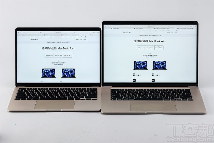 在浏览网页时，15 寸 MacBook Air 能显示的范围更多，这也可以减少滑动窗口卷轴的次数。