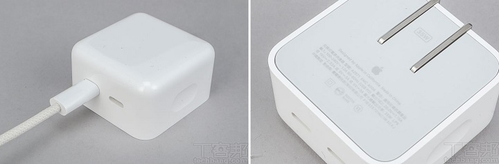 随产品提供的充电器为35W双USB-C端口小型电源转接器，可以同时为两台装置进行充电，也因为MacBook Air支持快充，也可选择67W USB-C电源转接器。