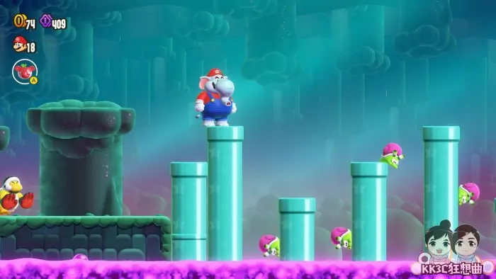 Switch 超级马里欧兄弟惊奇 水管怎么推？ 紫色岩浆怎么过？