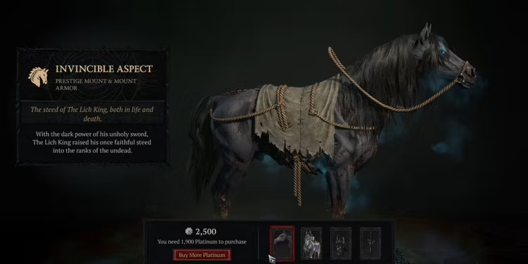 《魔兽世界》坐骑战马加入《Diablo 4》 只要你有2500白金币