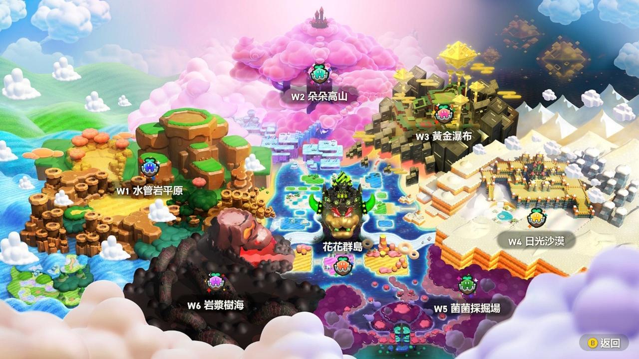 Switch超级马里欧兄弟惊奇：世界地图花花群岛 全20关共34颗惊奇种子位置图解