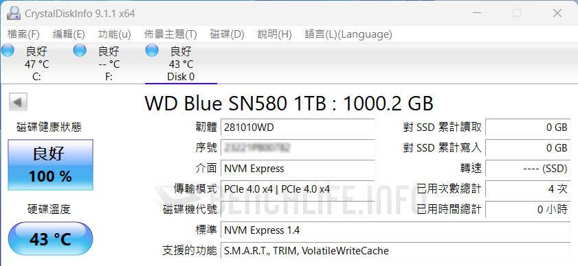以PCIe 4.0接口创造更高速度，Western Digital WD Blue SN580 NVMe SSD实测
