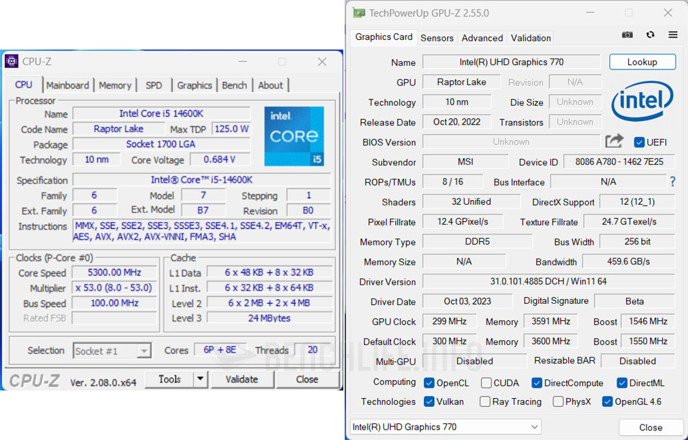 Intel Core i9-14900K、Core i5-14600K 搭 ASUS ROG Maximus Z790 Dark Hero 实测