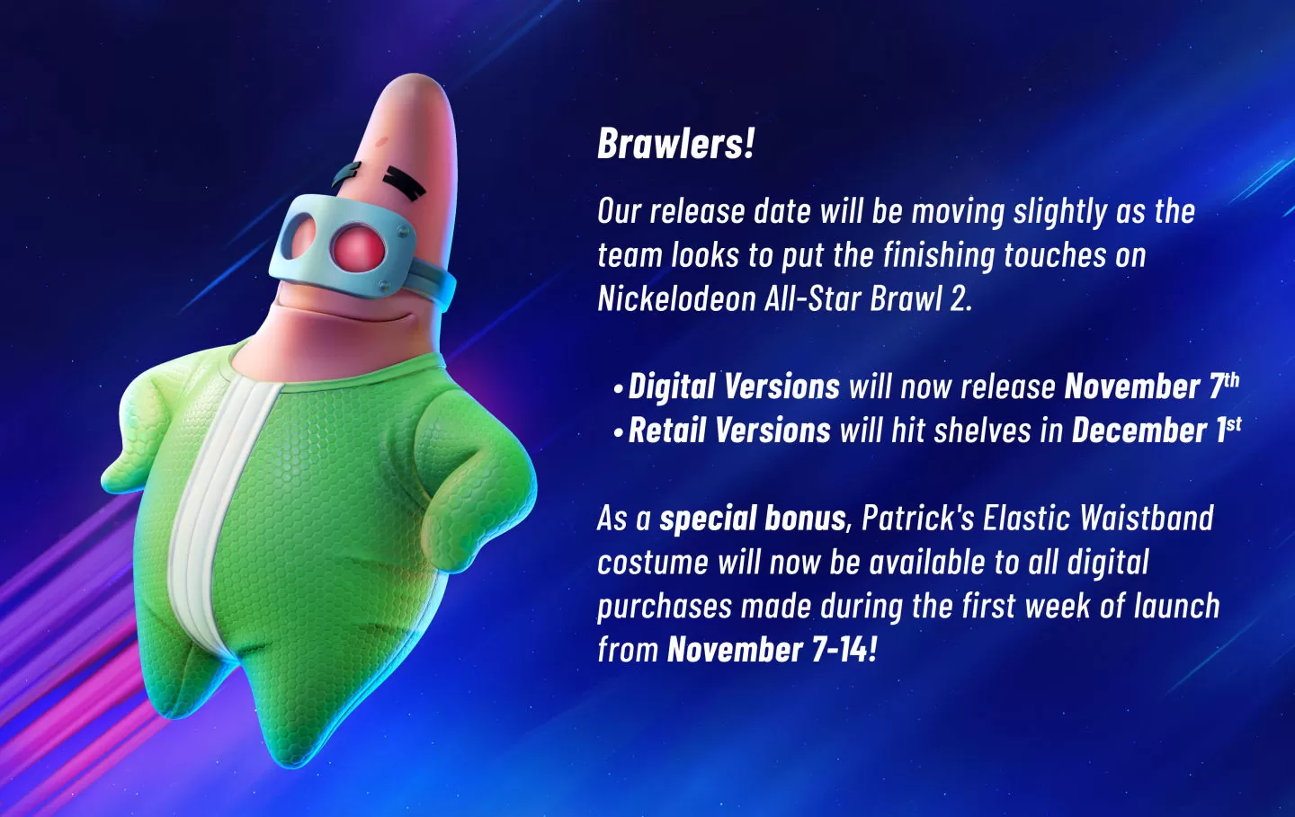 《Nickelodeon All-Star Brawl 尼克卡通全明星集结大乱斗2》数字版 11/7 延后上市