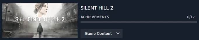 《Silent Hill 2 Remake》只有12项Steam成就