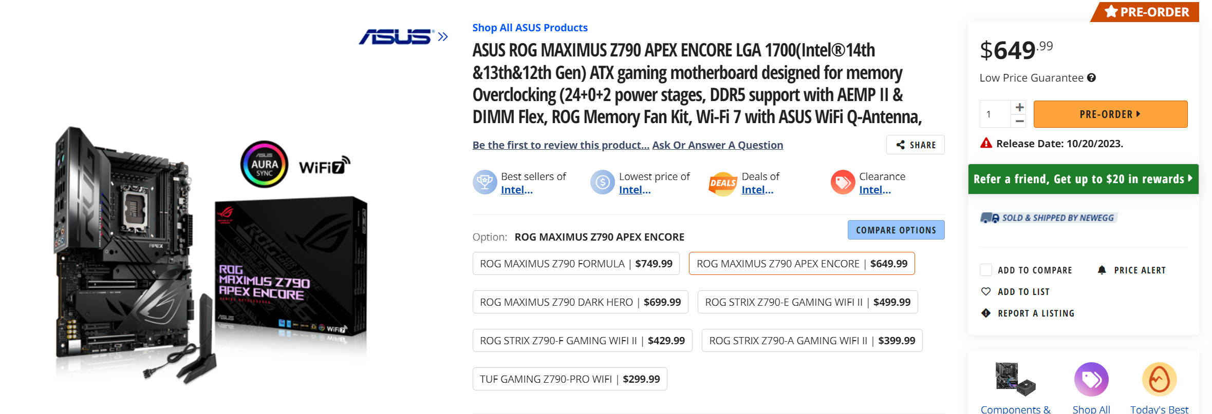 ROG MAXIMUS Z790 APEX ENCORE 主板即将上市！