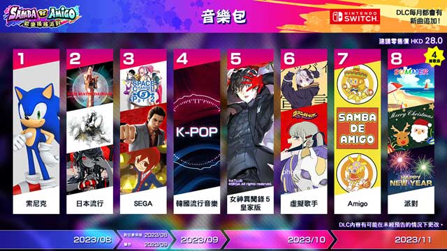 《Samba de Amigo 》发布《女神异闻录5 皇家版》、《虚拟歌手》音乐包