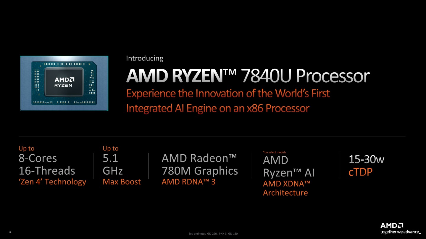 这次笔者测试的样品搭载8核16绪的Ryzen 7 7840U处理器，并整合具有12组运算单元的Radeon 780M内建显示芯片。