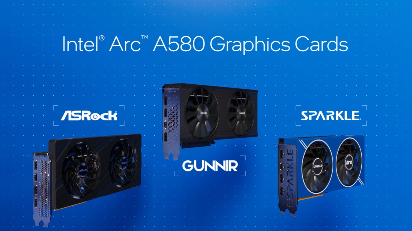 ASRock、Gunnir、Sparkle等厂商都会推出Arc A580自制卡。