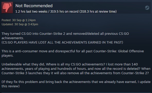 《Counter-Strike 2》正式上线但玩家不买单！玩家：不应该完全取代《CS: GO》！