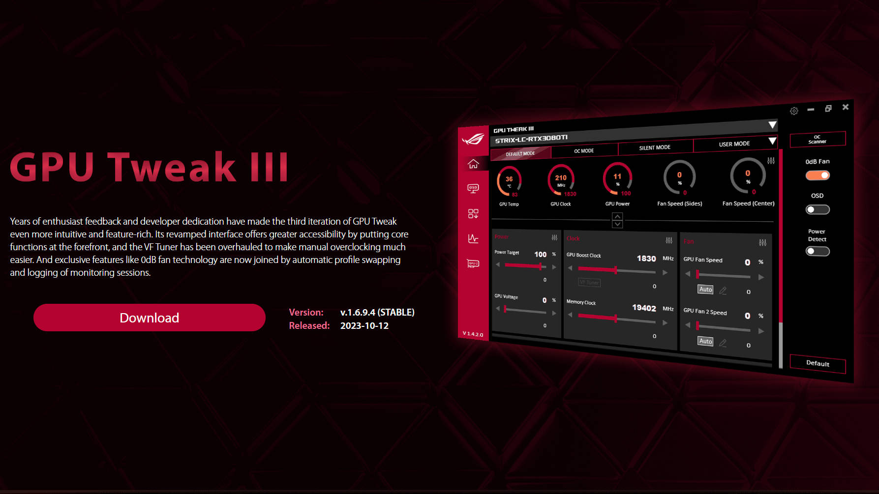 华硕最新的GPU TWEAK III显卡监控软件加入手机监测功能
