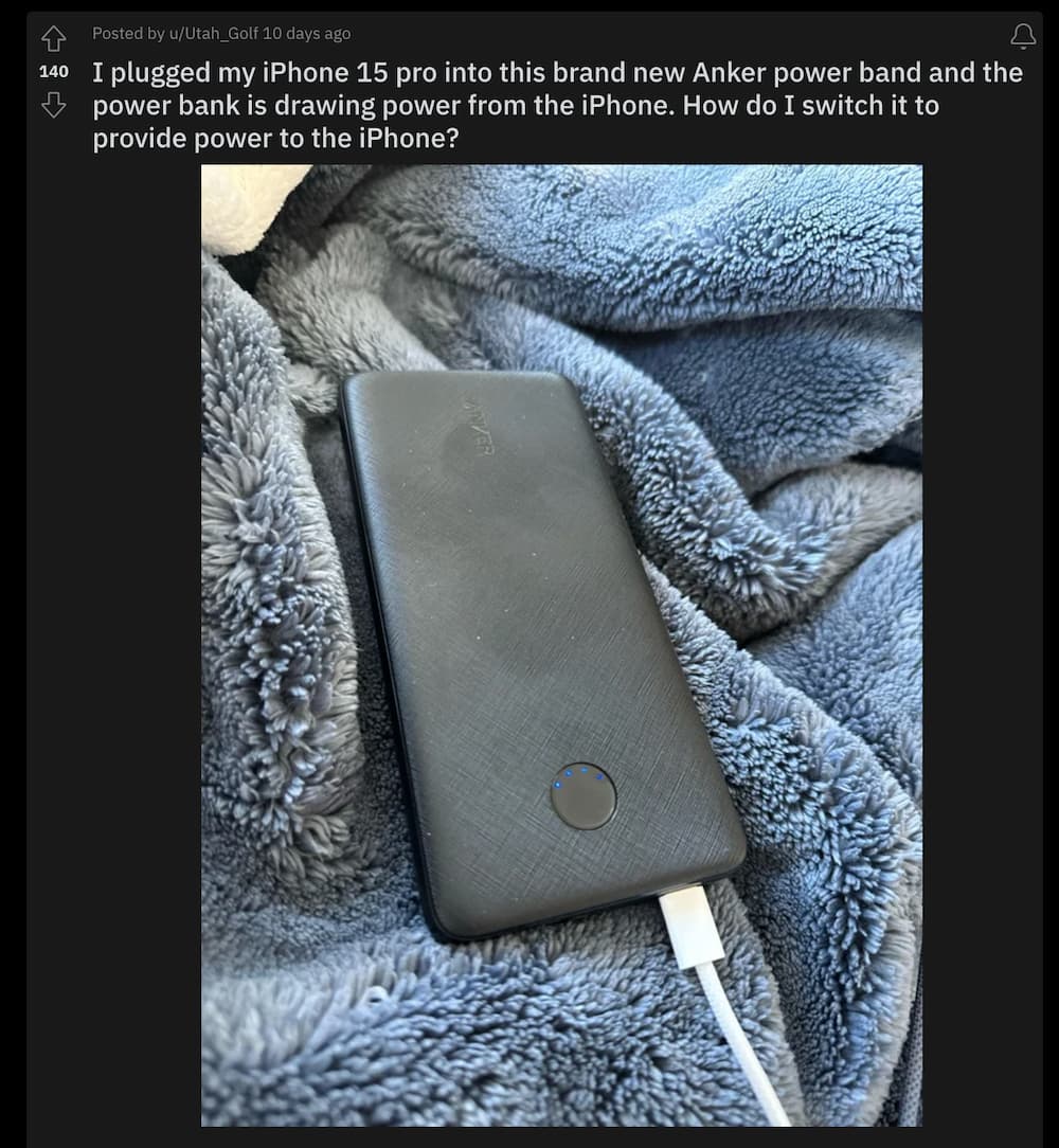 注意 iPhone 15 会导致移动电源反向充电 1 