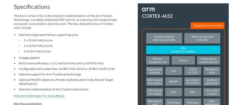 Arm发布Cortex-M52处理器，瞄准更小型的AIoT设备开发需求