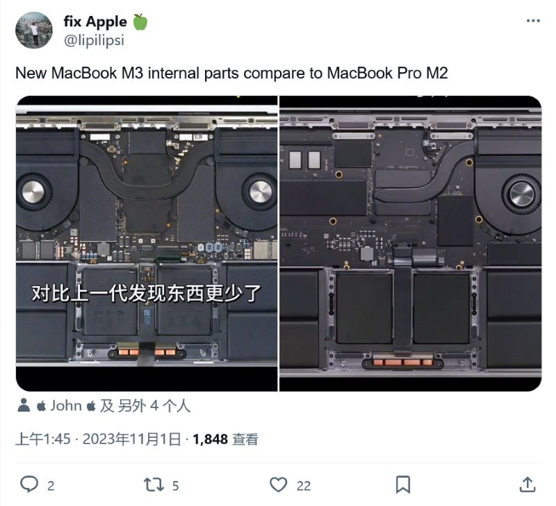 M3 MacBook Pro疑似只有一个散热风扇，是为了降低成本偷工减料吗？