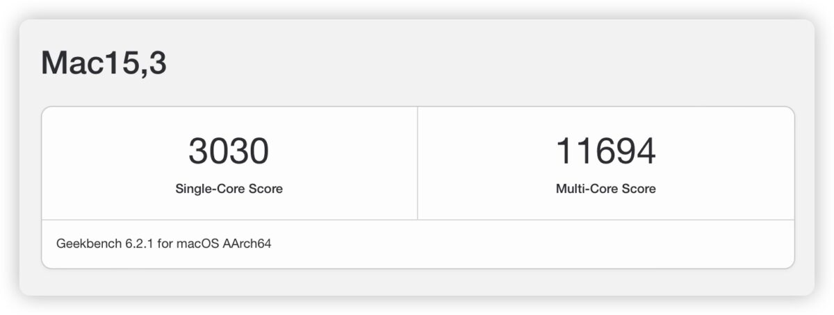 M3 Geekbench 跑分 成绩